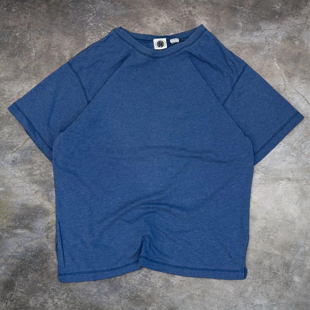 Vintage ASR Heather Blue Slit Hem Men's Size Medium Blank Distressed T-Shirt 90s